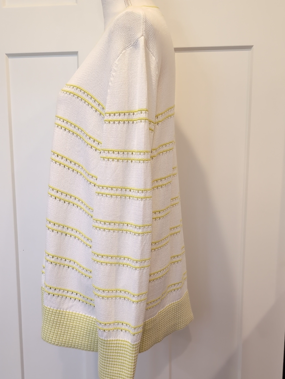 Talbots V-Neck Girlfriend Long Sleeve Lime/White Cardigan L nwt - Picture 5 of 11